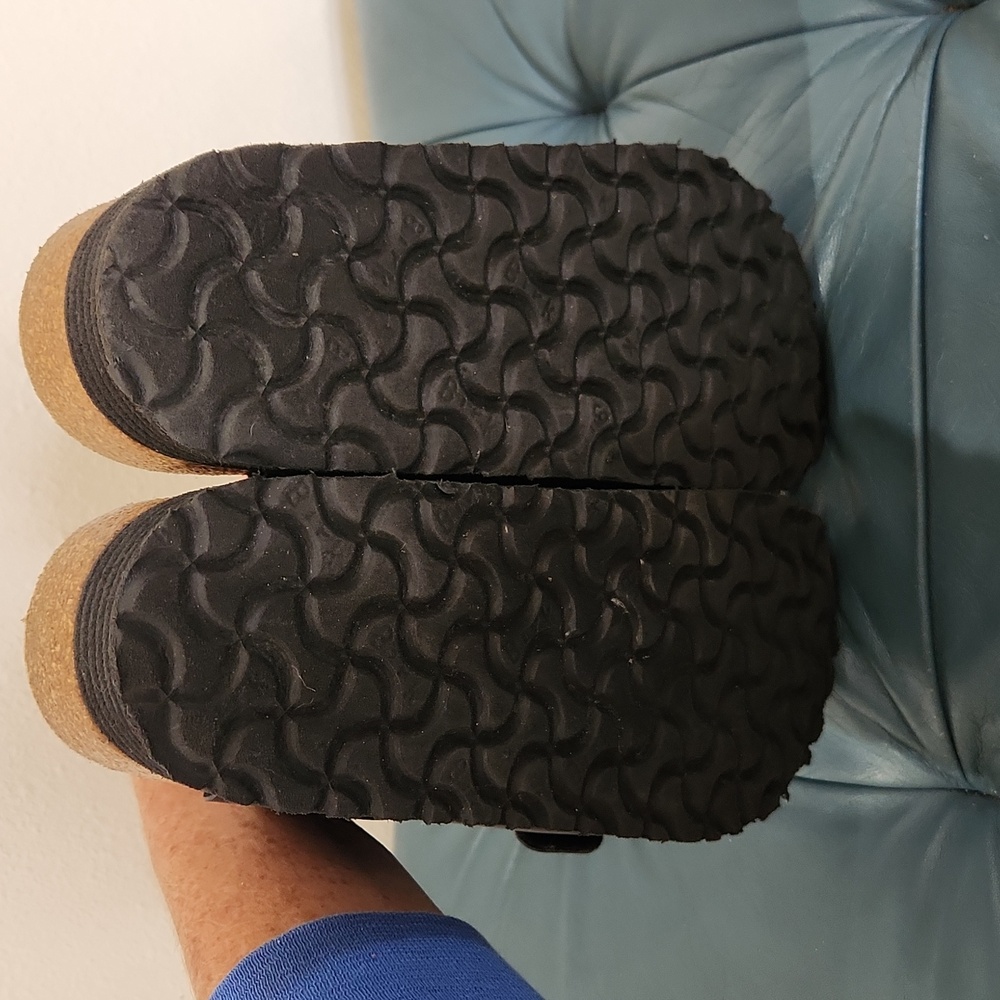 Birkenstock PAPILLlO Platform Black Double Strap Sandals Size 38 7/8 - Picture 4 of 5